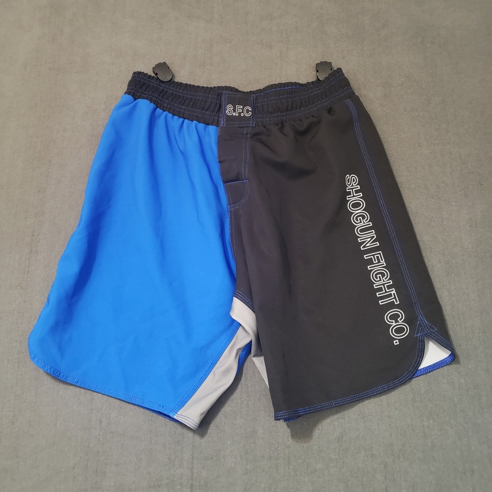 Shogun Fight Co MMA Shorts Mens 36 Blue‎ Black Split Two Tone Grappling Training
